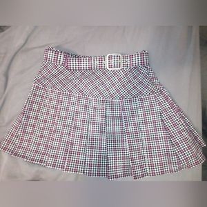 Forever 21 Pink and white plaid pleated skirt